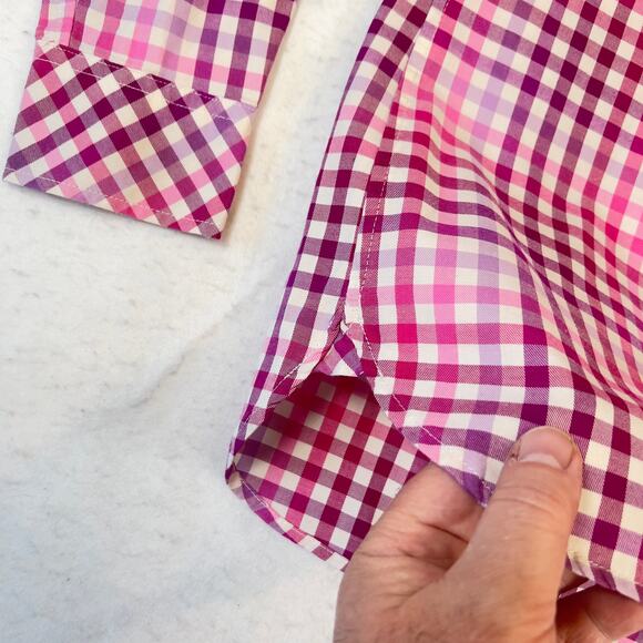 Talbots Button Shirt Woman's Small Long Sleeve Pink Purple Plaid All Cotton - Picture 5 of 10